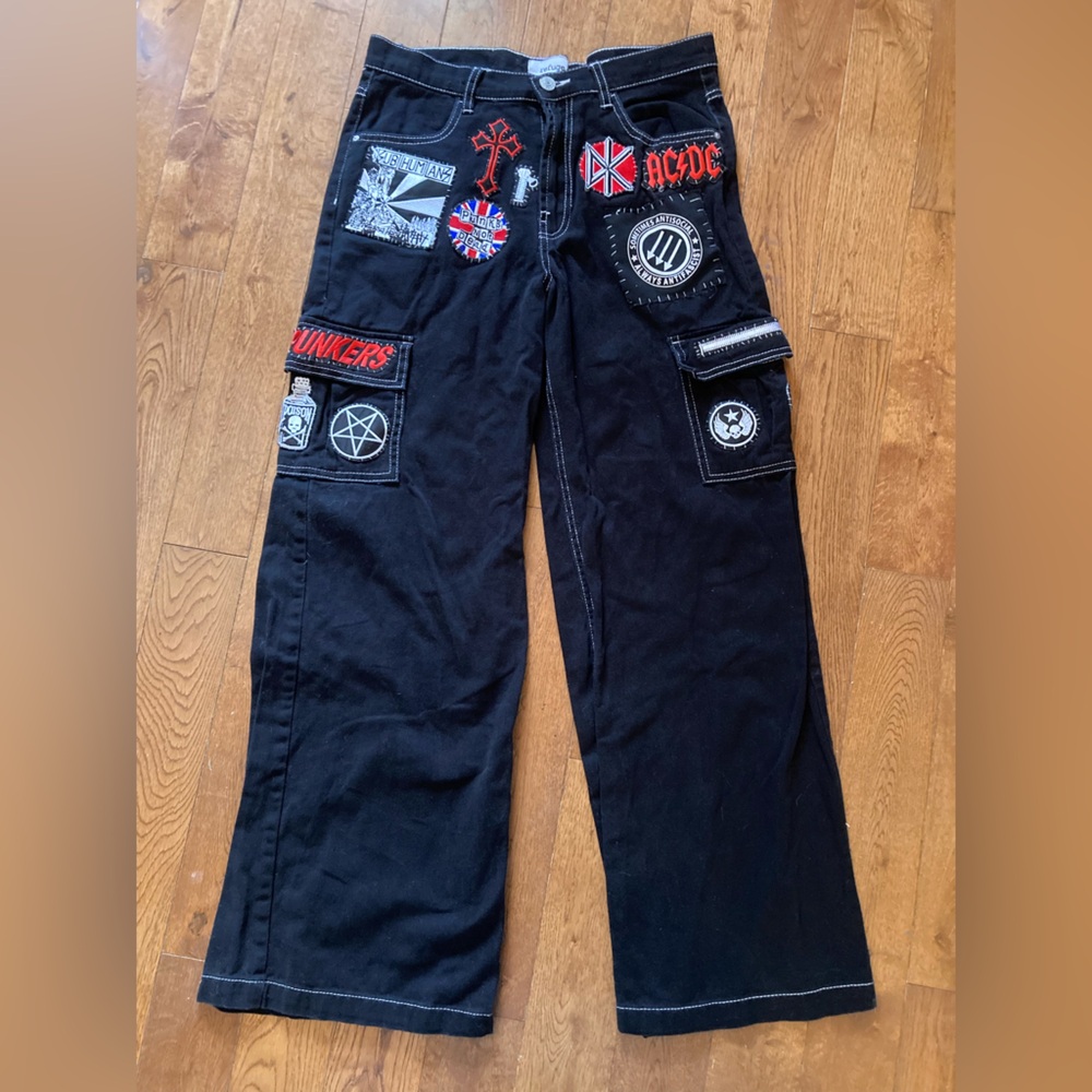 Men's Black Jeans with Patches